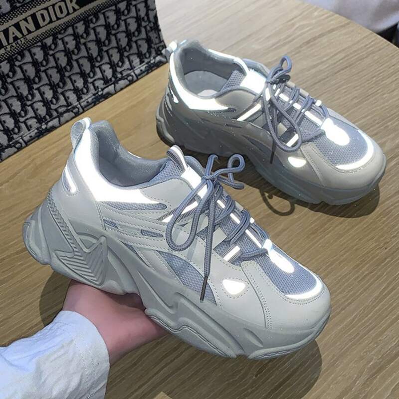 

Lace-up Mesh Chunky Sneakers, Multicolor