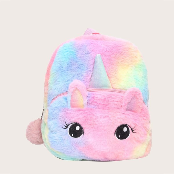 

Girls Cartoon Design Fluffy Backpack, Pink