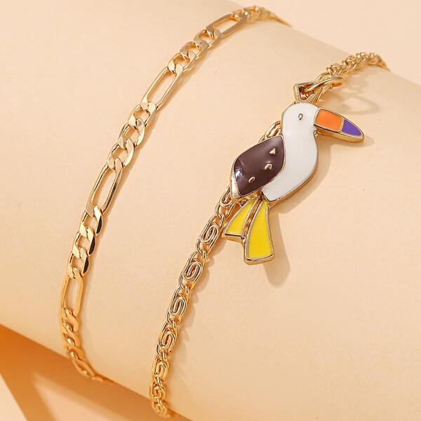 

Cartoon Woodpecker Charm Bracelet, Multicolor