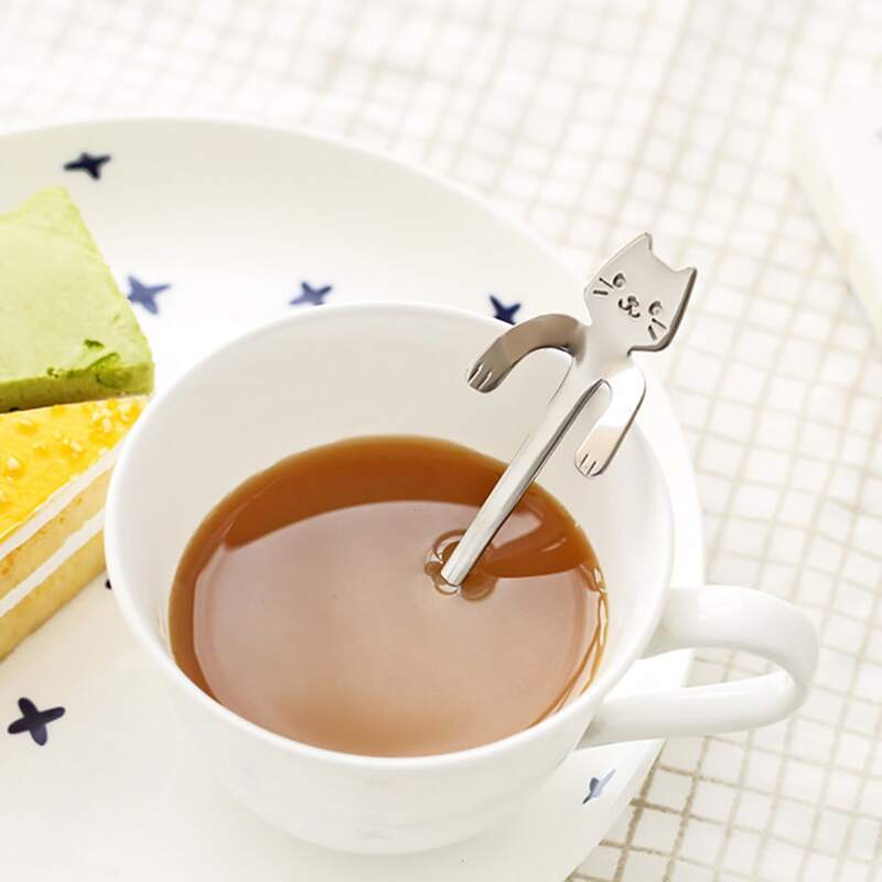 

1pc Cat Shaped Spoon, Silver