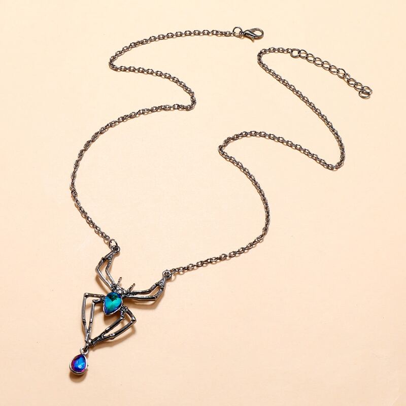 

Rhinestone Spider Pendant Necklace, Black