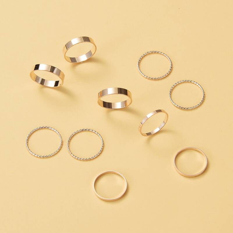 

10pcs Simple Ring, Gold