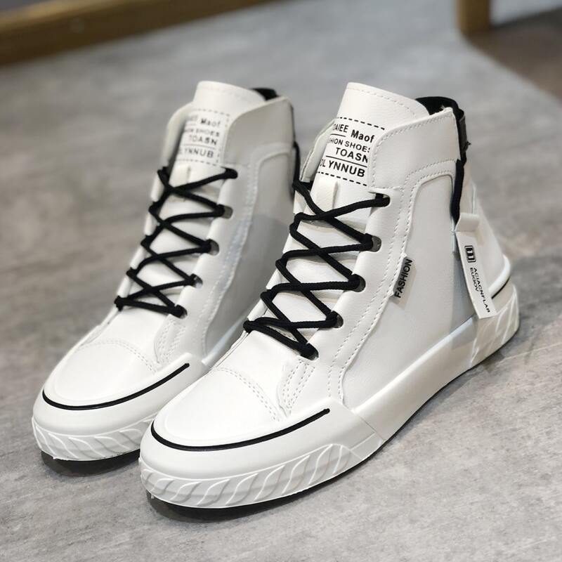 

Lace-up High Top Sneakers, White