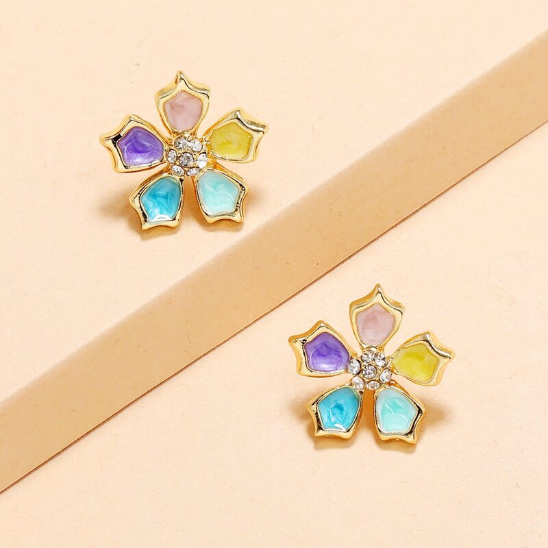 

Rhinestone Floral Stud Earrings, Multicolor