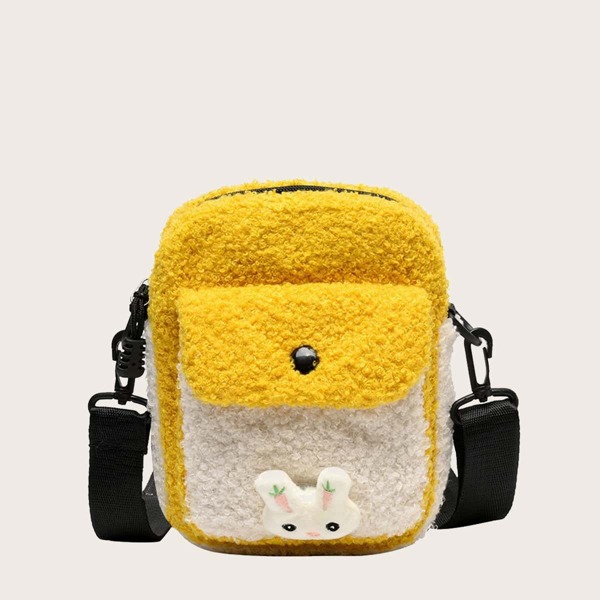 

Girls Two Tone Fluffy Crossbody Bag, Yellow