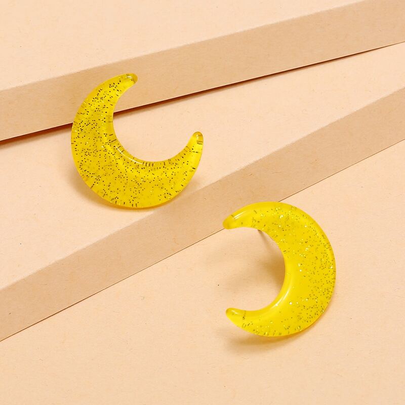 

Glitter Moon Stud Earrings, Yellow
