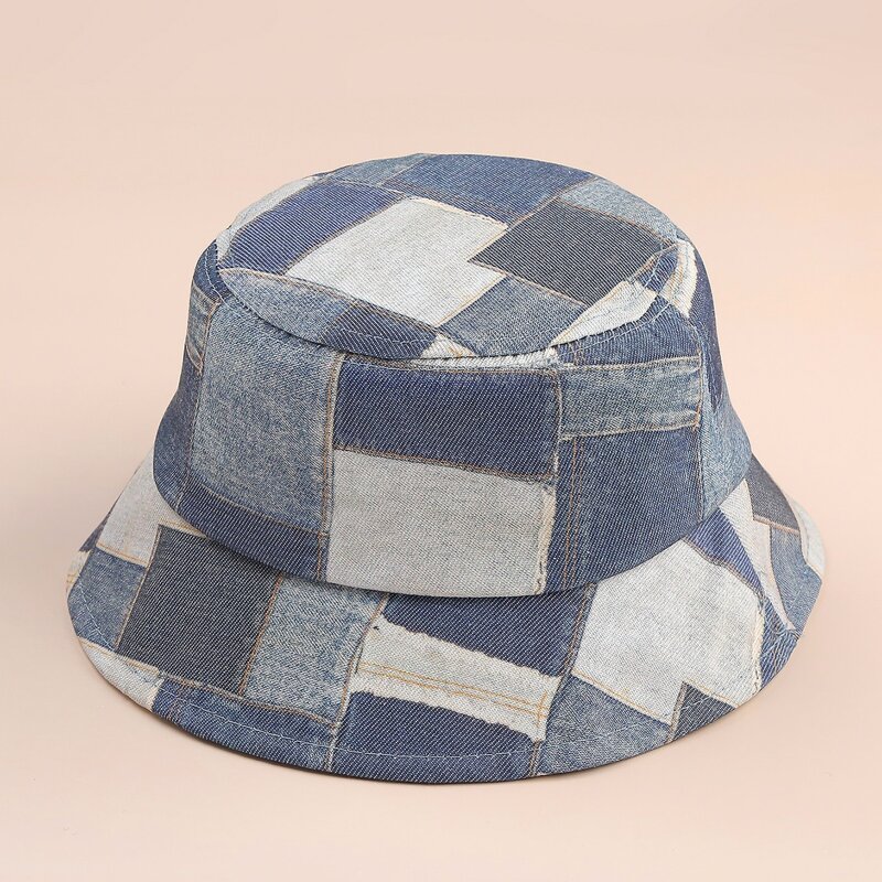 

Patchwork Bucket Hat, Blue
