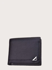 Monedero corto ribete con puntada de hombres - Negro - Ver 1