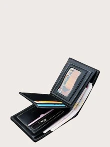 Monedero corto ribete con puntada de hombres - Negro - Ver 3