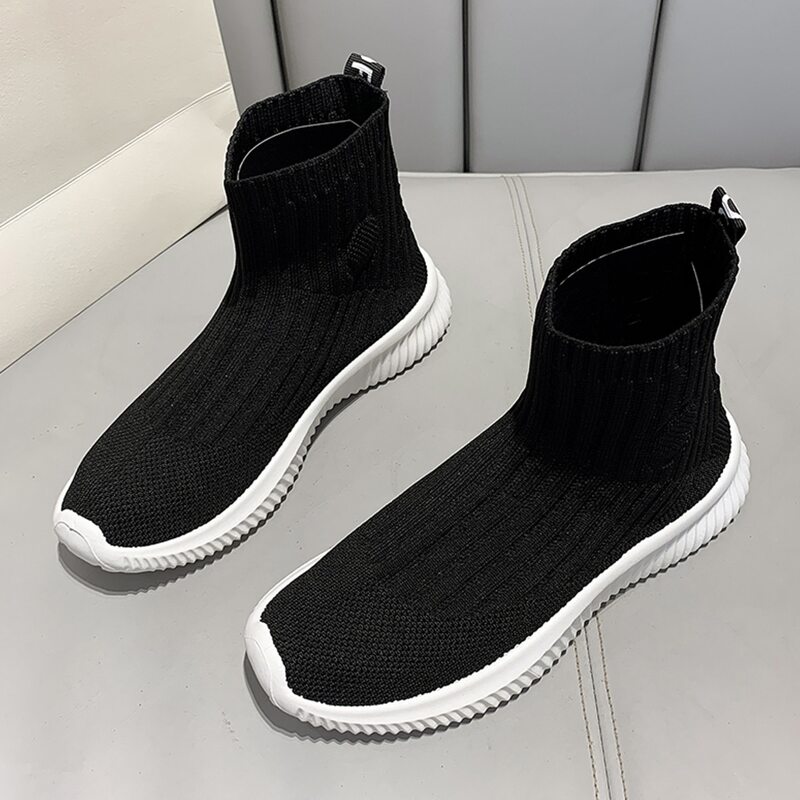 

Solid High Top Sock Sneakers, Black