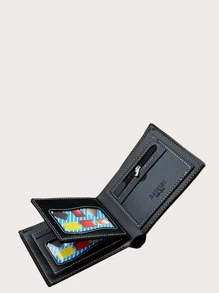 Monedero corto ribete con puntada de hombres - Negro - Ver 4