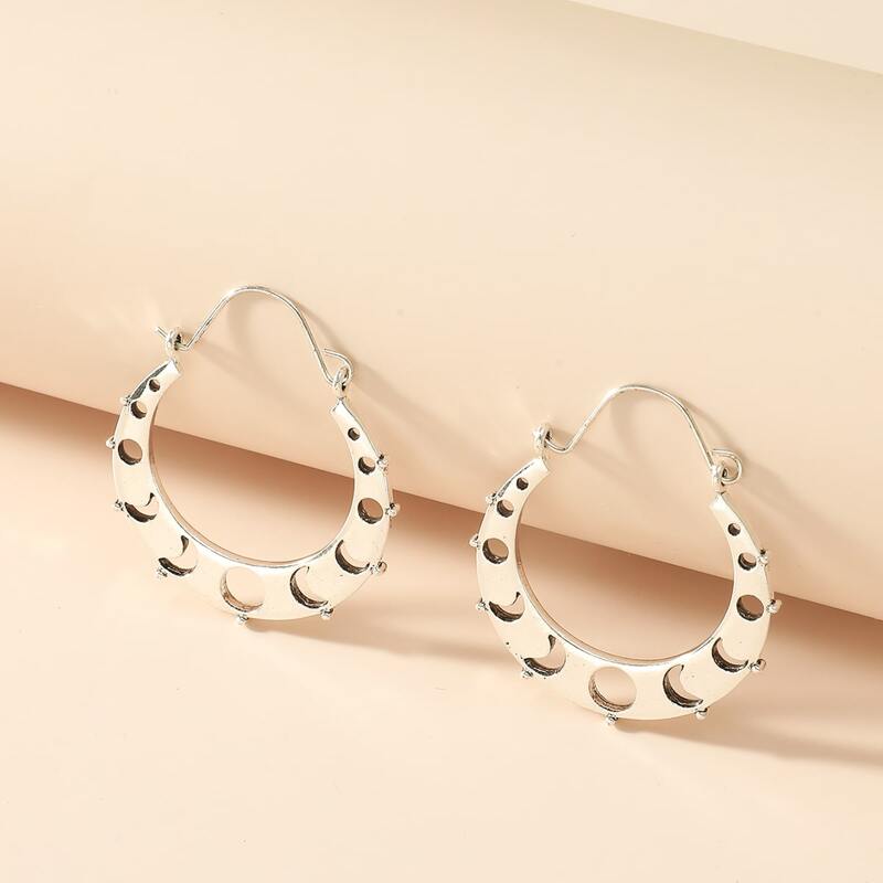 

Hollow Out Drop Earrings, Silver