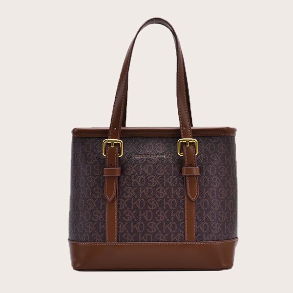 

Letter Graphic Bucket Bag, Coffee brown