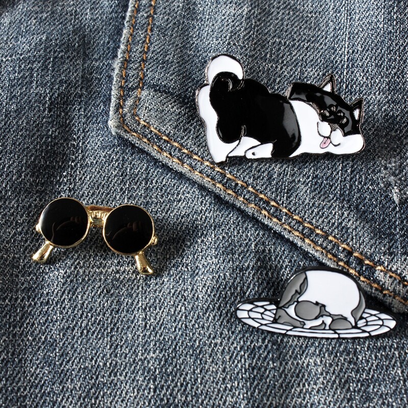 

3pcs Sunglasses Shaped Brooch, Multicolor