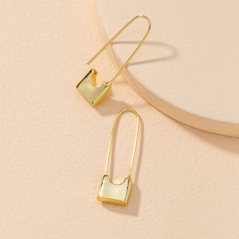 

Lock Design Hoop Earrings, Gold