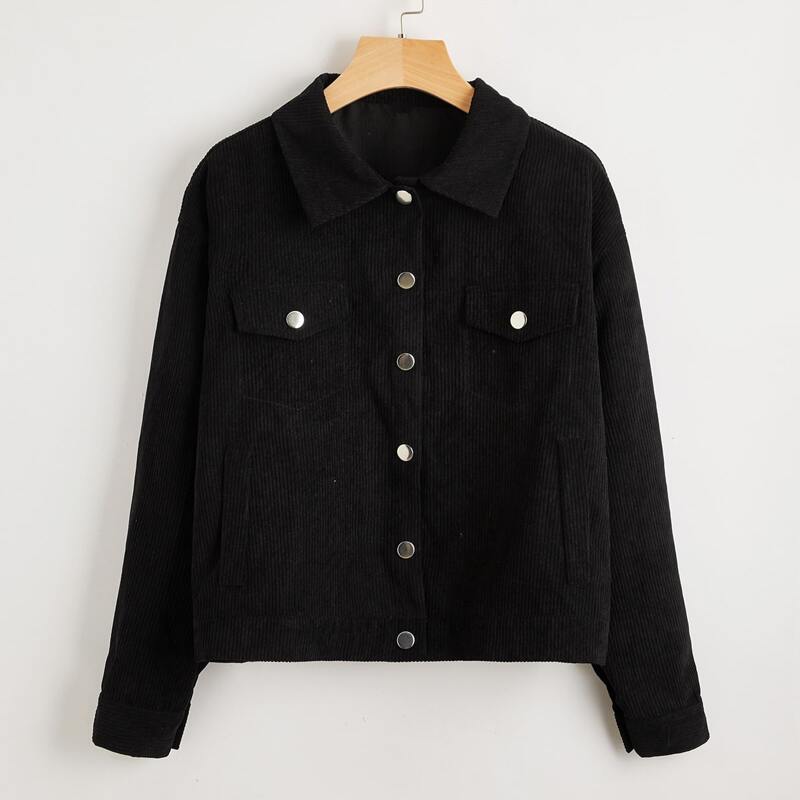 

Single Breasted Corduroy Jacket, Black