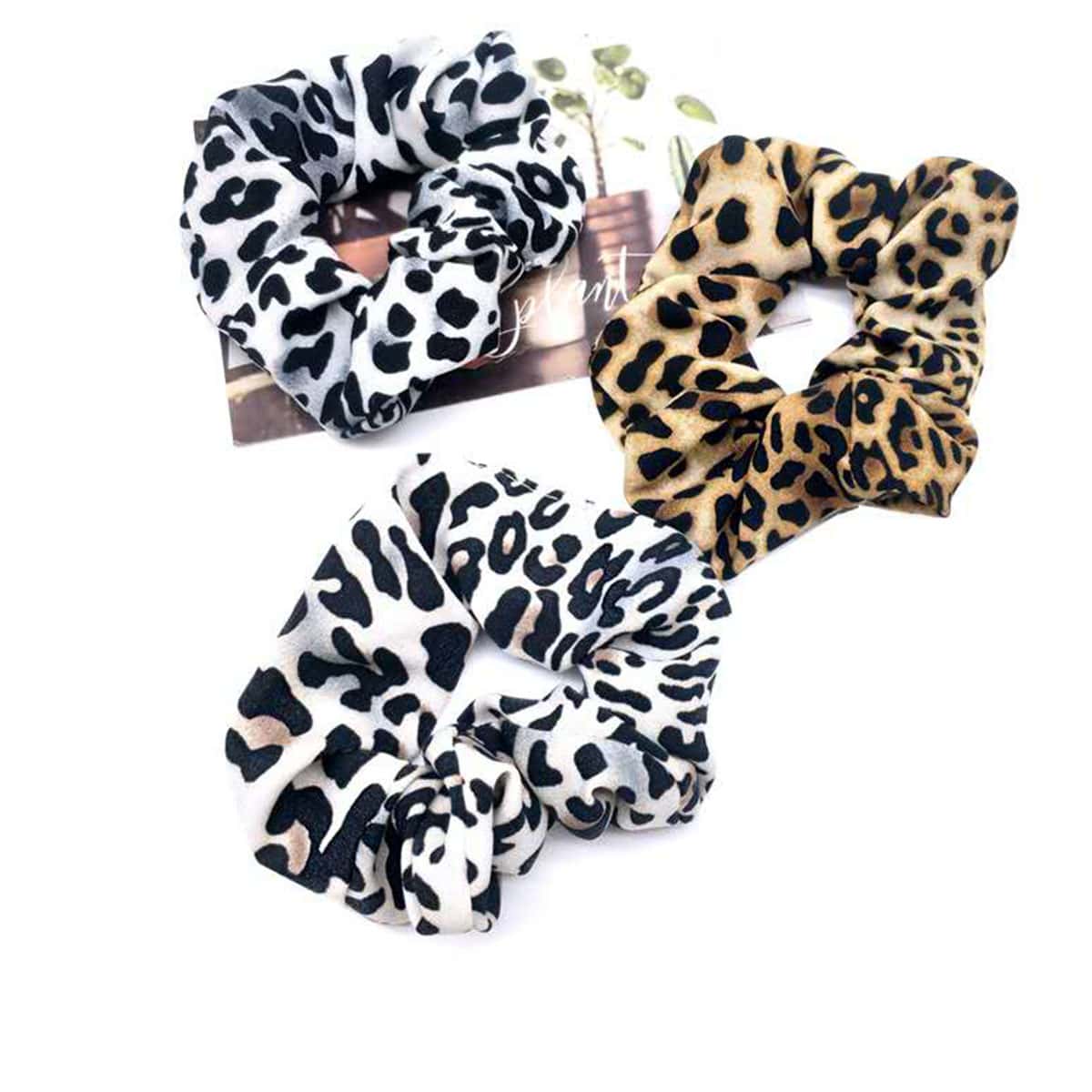

3pcs Leopard Pattern Scrunchie, Multicolor
