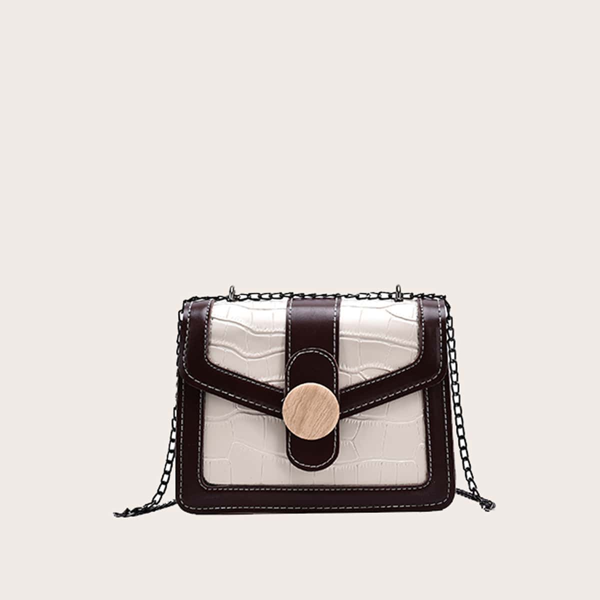 

Colorblock Croc Crossbody Bag, Multicolor
