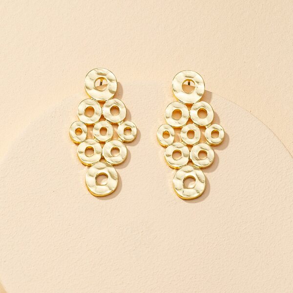 

Hollow Out Round Stud Earrings, Gold