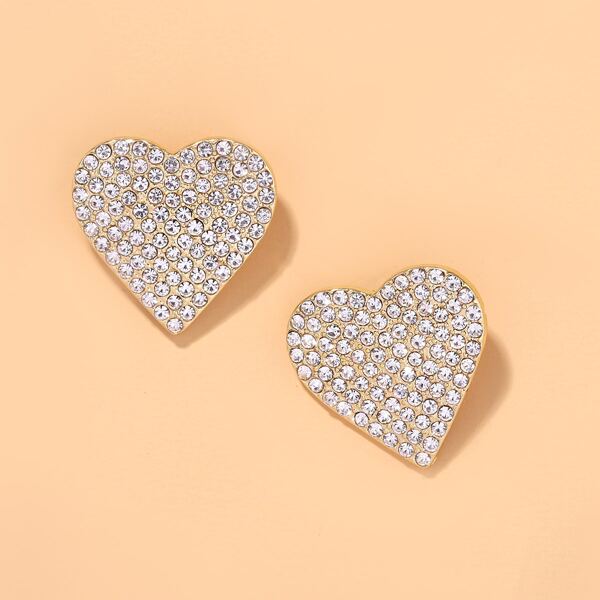 

Rhinestone Heart Stud Earrings, White