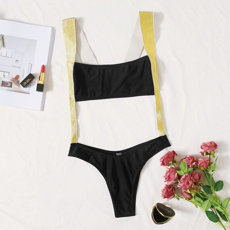 

Cut-out Thong One Piece Swimsuit, Black