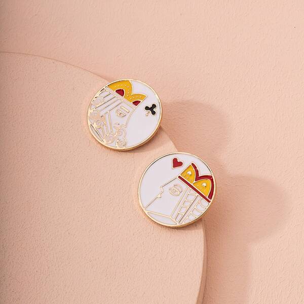 

Playing Card Print Stud Earrings, Multicolor