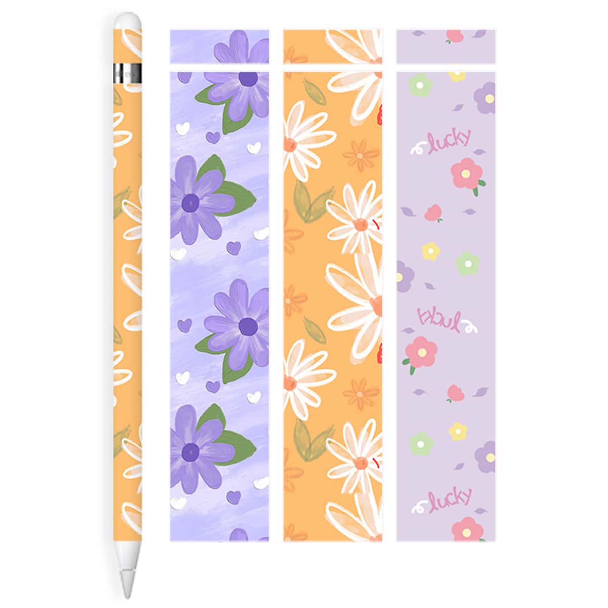

3pcs Floral Apple Pencil 1 Sticker, Multicolor
