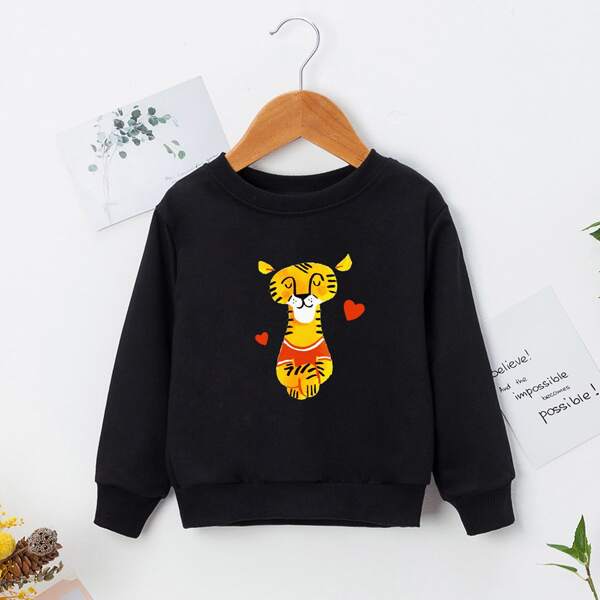 

Toddler Boys Tiger And Heart Print Sweatshirt, Black