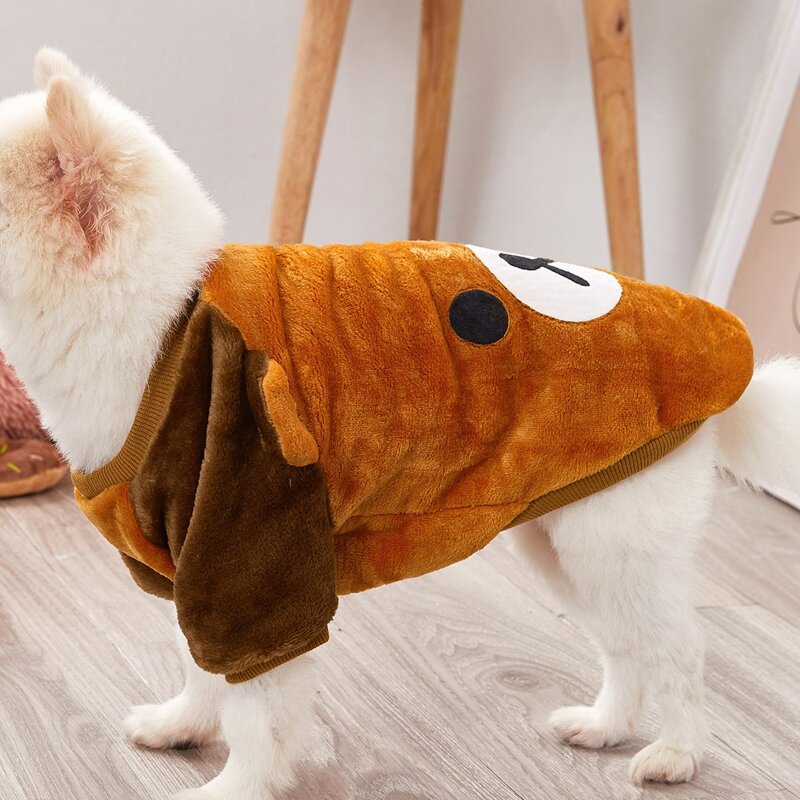 

1pc Cartoon Graphic Dog Warm Top, Brown