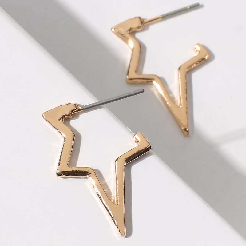 

Star Hoop Earrings, Gold