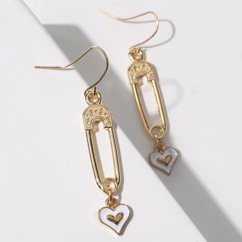 

Paper Clip Heart Drop Earrings, Multicolor