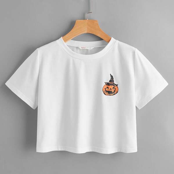 

Halloween Graphic Crop Tee, White