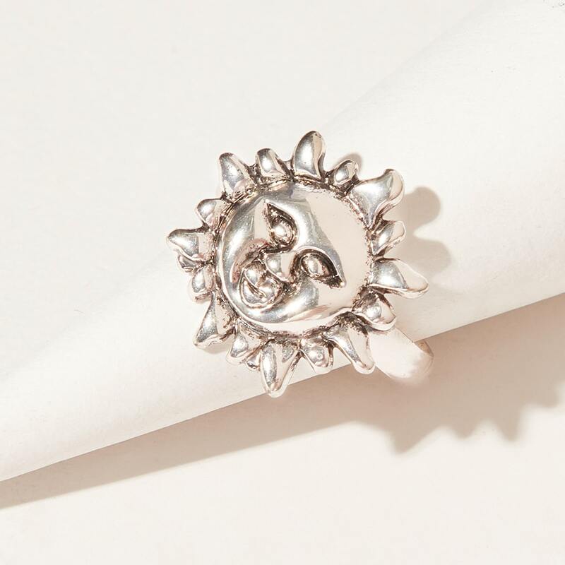 

1pc Sun Ring, Antique silver