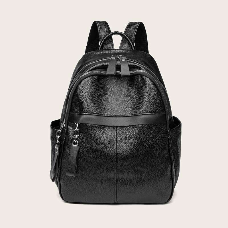 

Solid Zip Backpack, Black