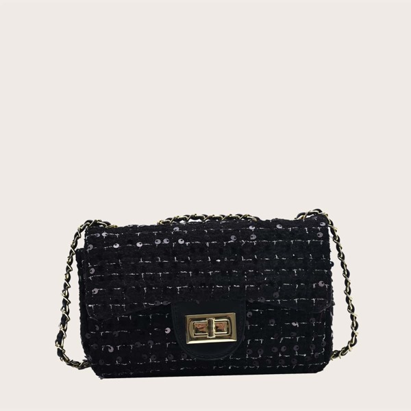 

Girls Twist Lock Flap Crossbody Bag, Black