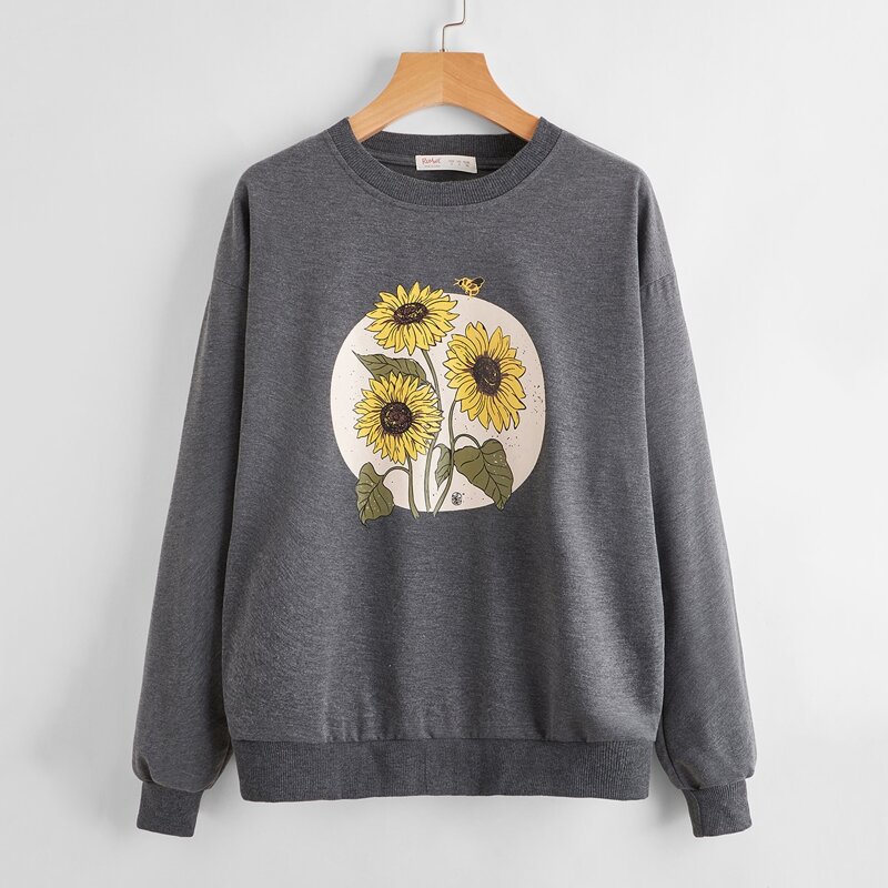 

Bee & Flower Graphic Sweatshirt, Dark grey