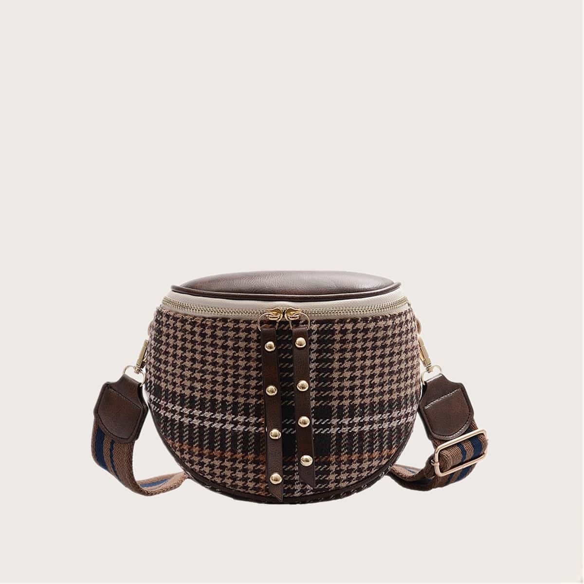 

Studded Houndstooth Crossbody Bag, Multicolor
