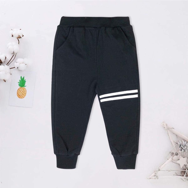 

Toddler Boys Striped Slant Pocket Sweatpants, Black