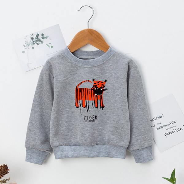 

Toddler Boys Tiger And Letter Graphic Sweatshirt, Grey