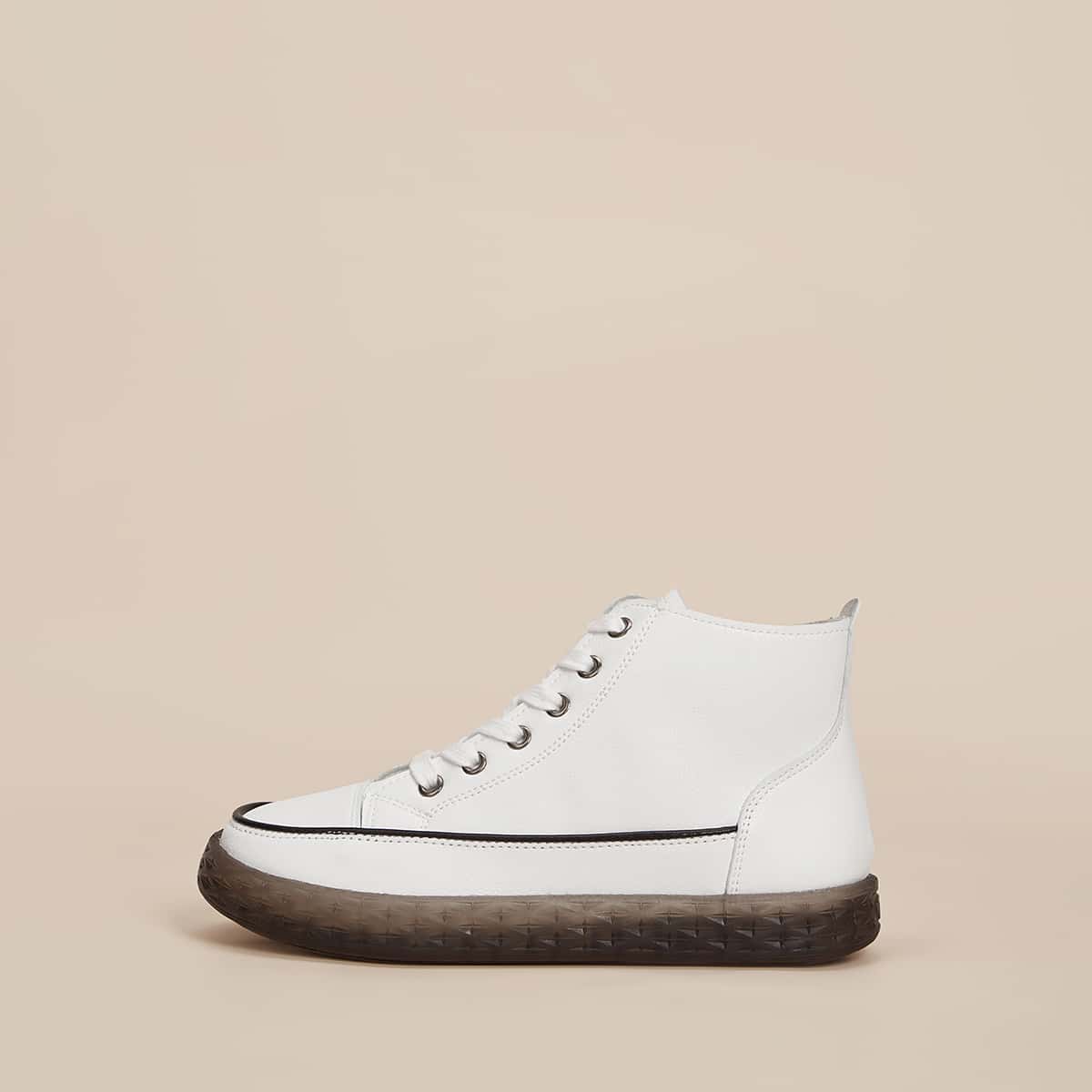 

Lace-up High Top Sneakers, White