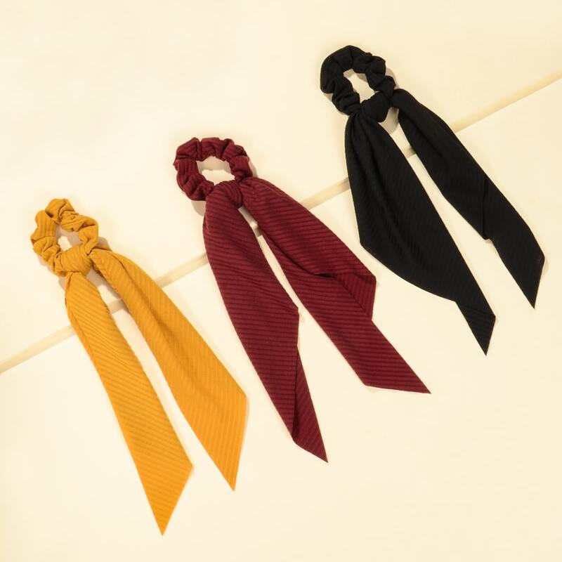 

4pcs Plain Scrunchie Scarf, Multicolor