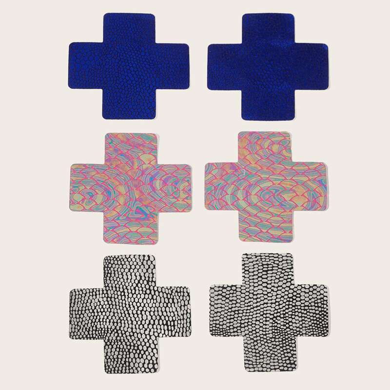 

3pairs Cross Shaped Nipple Cover, Multicolor