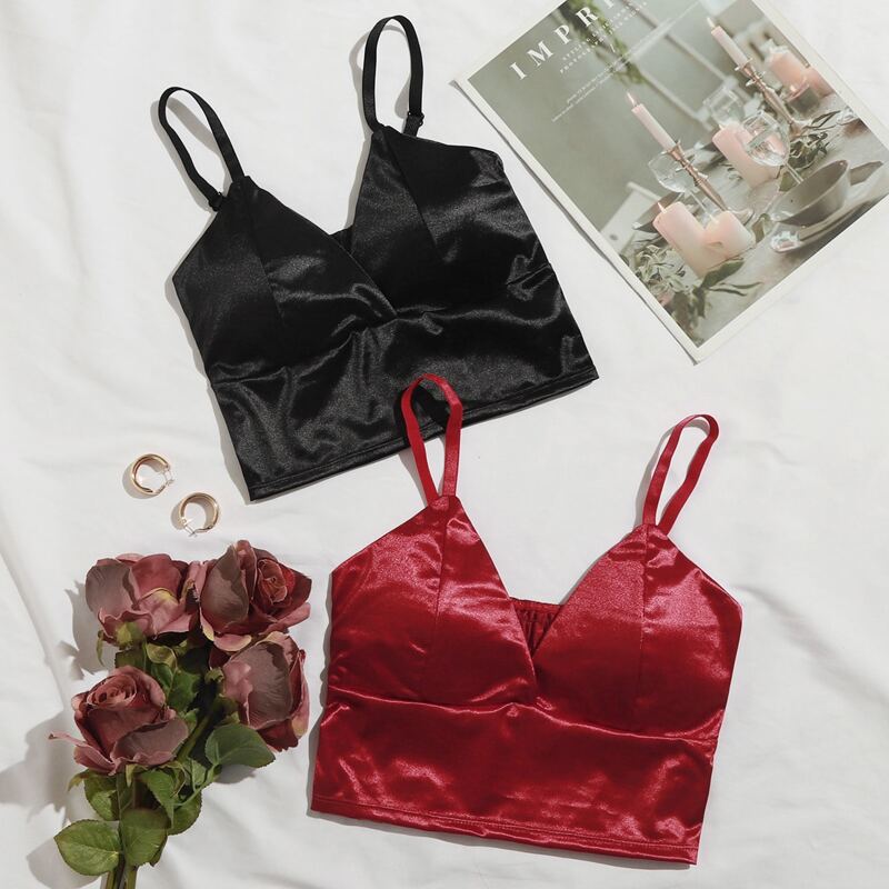 

2pack Satin Longline Bra Set, Multicolor