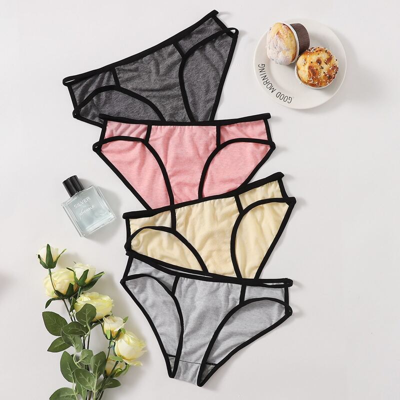 

4pack Rib Cut-out Panty Set, Multicolor