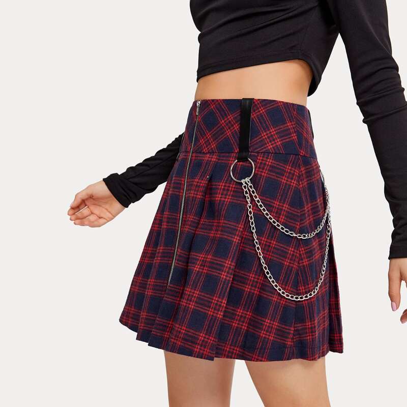 

Plaid Zip Up Skirt, Multicolor