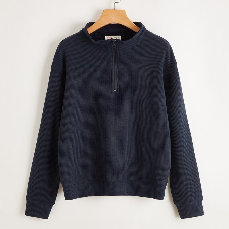 

Half Zip Waffle Sweatshirt, Navy blue