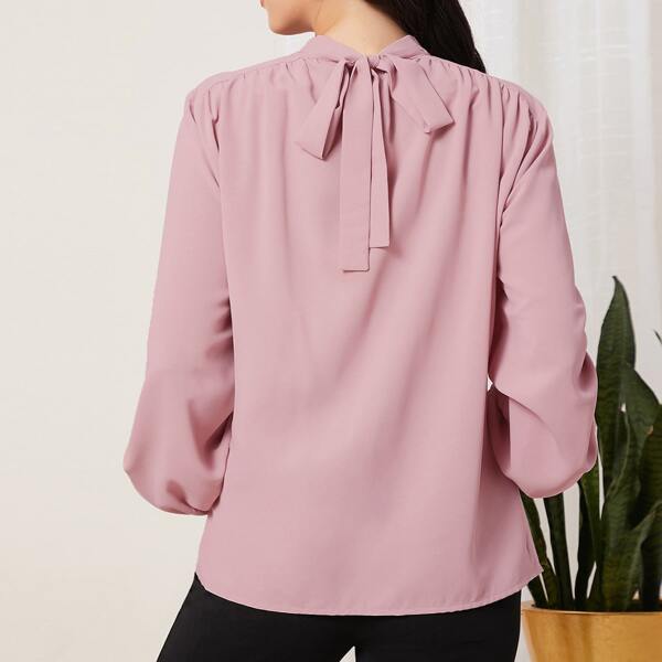 

Maternity Crinkle Front Tie Back Solid Top, Dusty pink