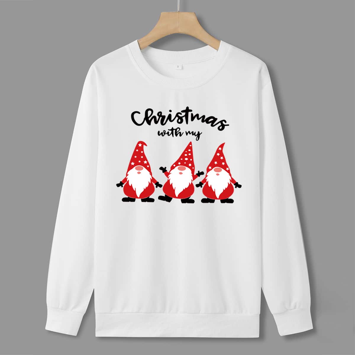 

Christmas Print Crew Neck Sweatshirt, White