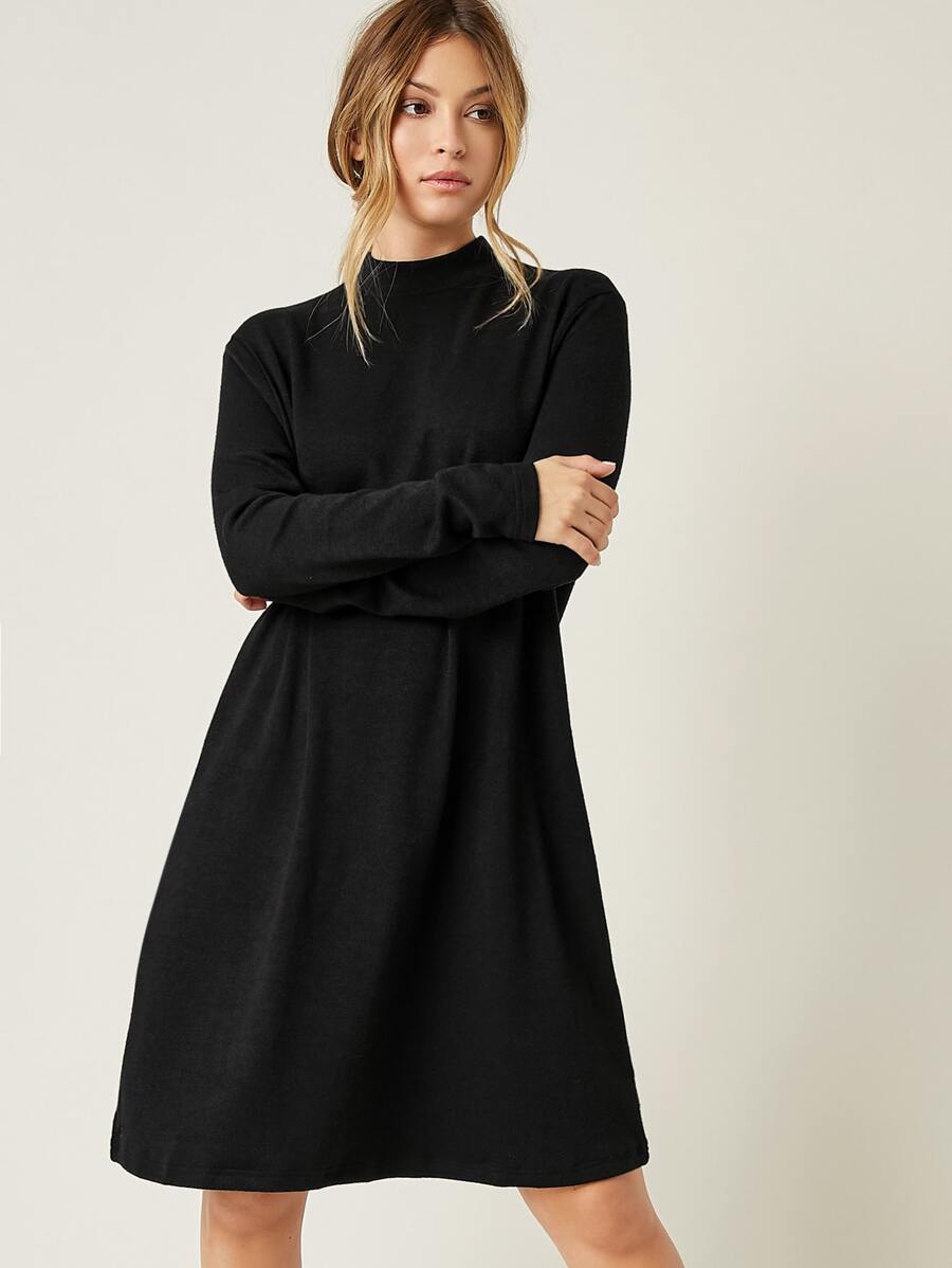 SHEIN Solid Stand Collar Dress