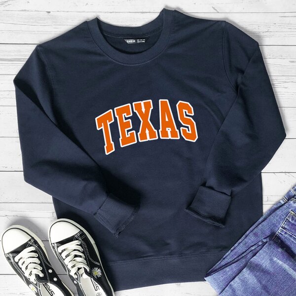 

Letter Graphic Round Neck Sweatshirt, Navy blue